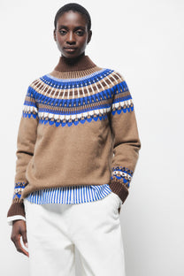 Maglione in maglia jacquard a collo alto