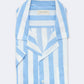 Camicia Orto a maniche corte in lino e cotone biologico a righe blu
