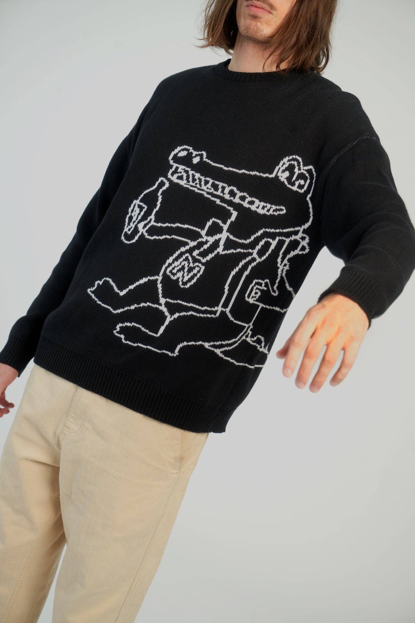 Maglione in cotone biologico con stampa coccodrillo