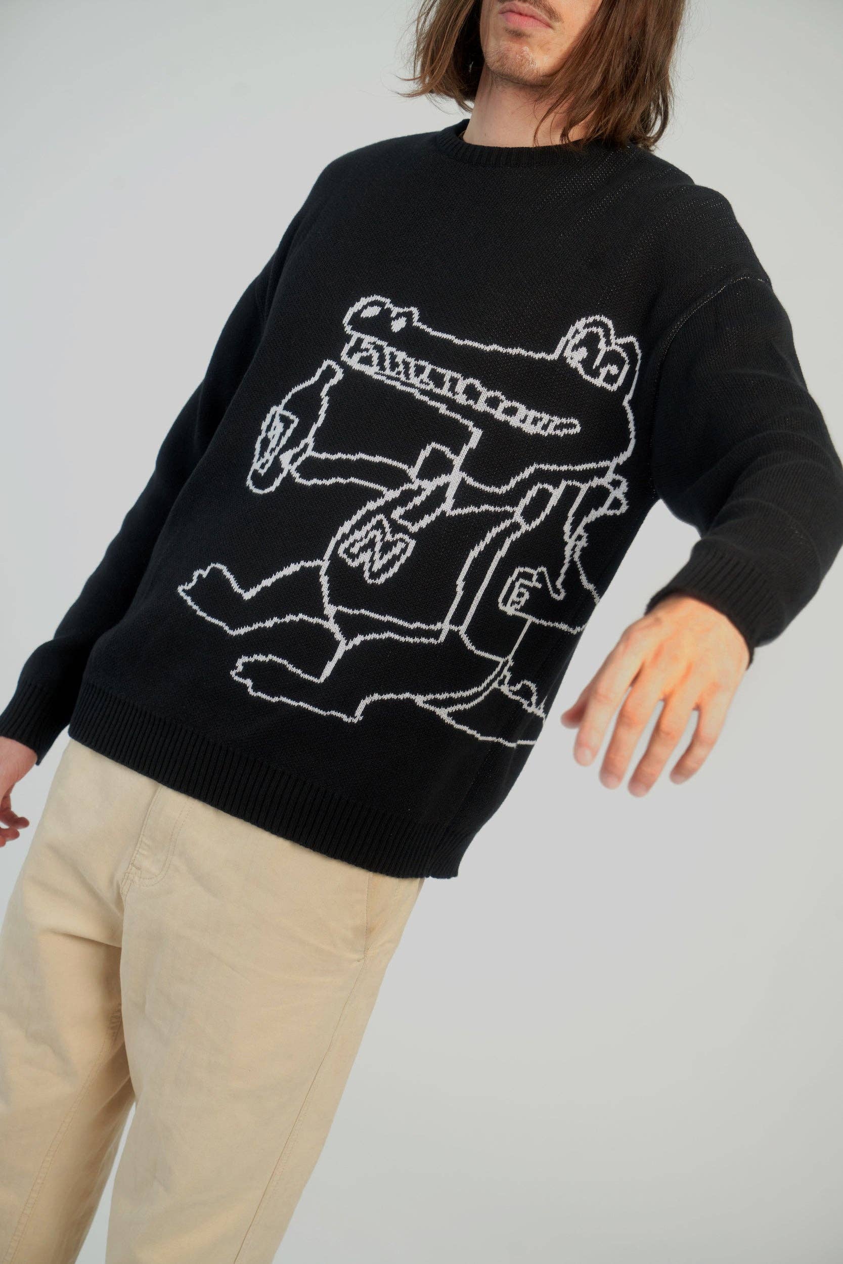 Maglione in cotone biologico con stampa coccodrillo