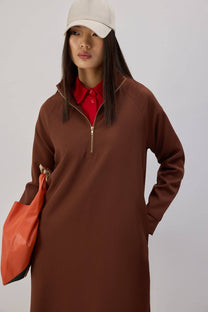 Abito dritto lungo con zip