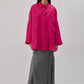 Camicia oversize in raso fucsia