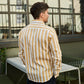 Camicia in lino a righe color ocra Maggia