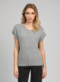 Maglione smanicato oversize girocollo in maglia spessa