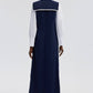 Abito maxi doppiopetto senza maniche blu navy