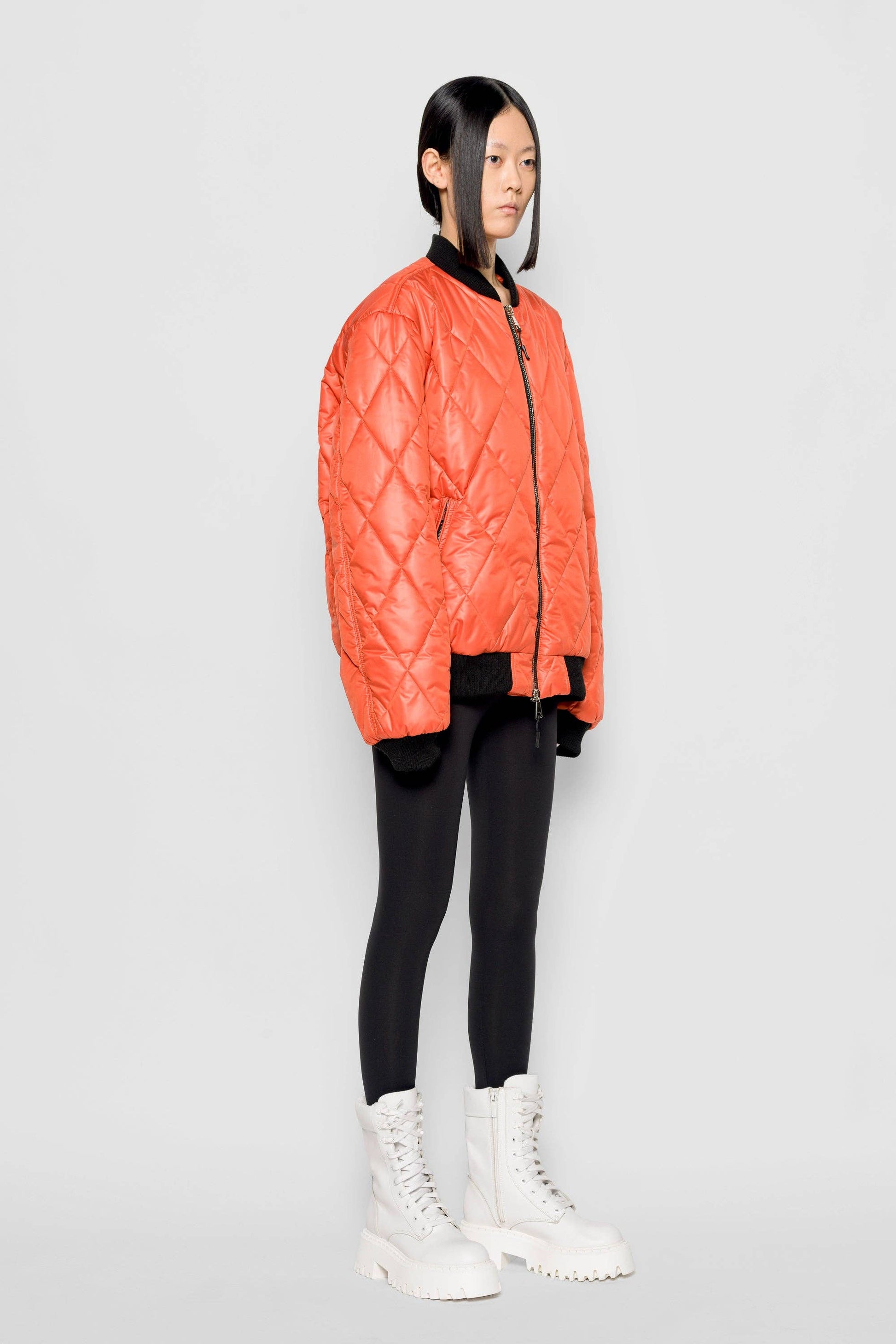 Bomber trapuntato a rombi arancione Gregorio