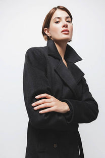 Cappotto doppiopetto con cintura