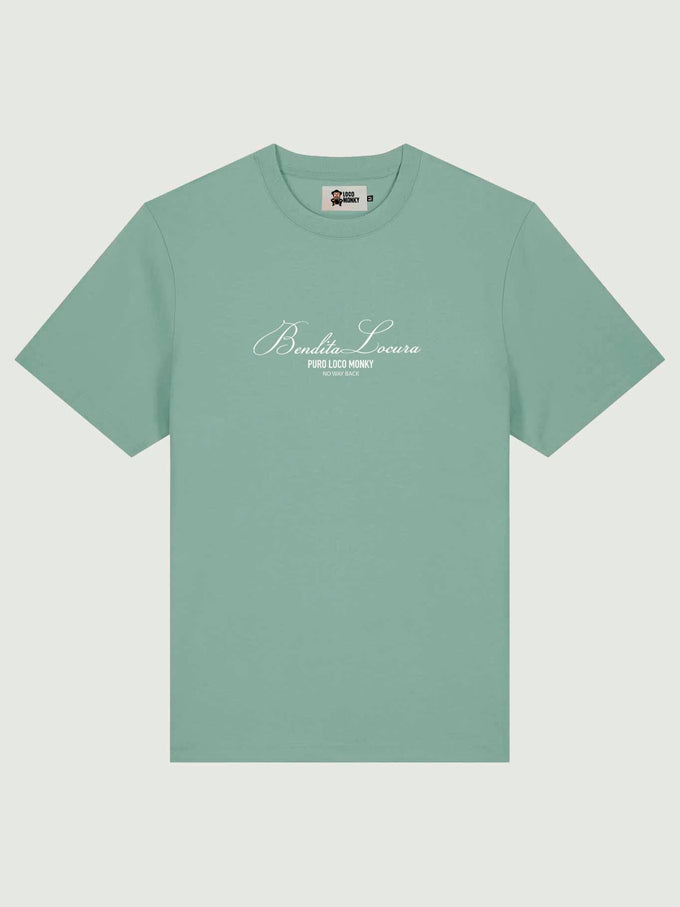 T-shirt Bendita Locura con ricamo bianco verde