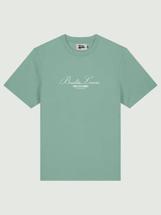 T-shirt Bendita Locura con ricamo bianco verde