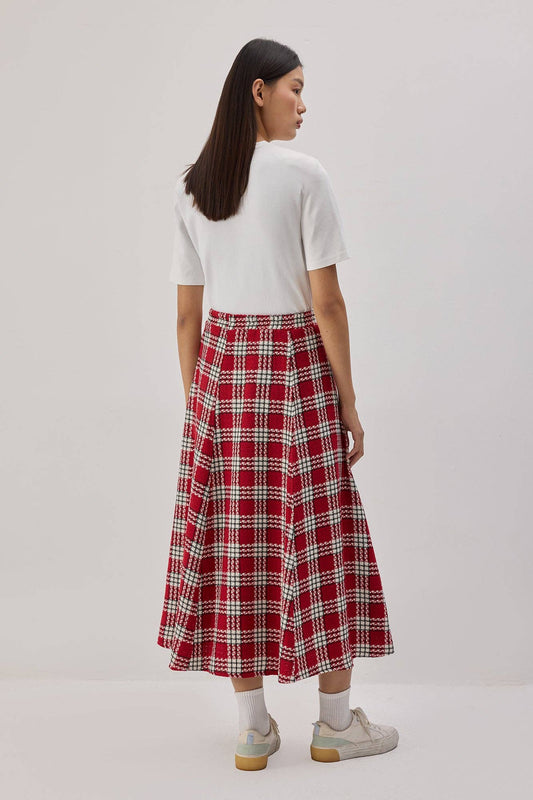 Gonna longuette in tweed con vita elasticizzata