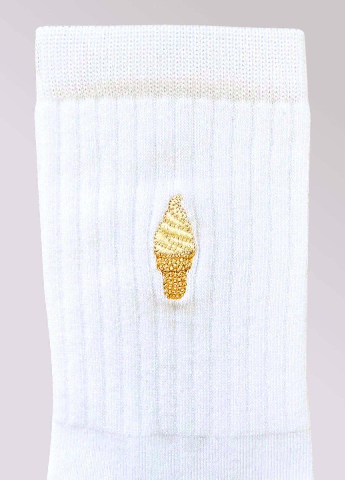 Calzini bianchi Gelato ricamati in cotone biologico