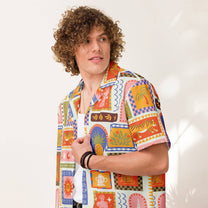 Camicia da piscina Calypso oversize unisex con stampa multicolor
