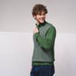 Polo bicolore slim fit con zip in cotone