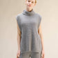 Tunica smanicata a collo alto in misto cashmere