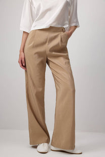 Pantaloni palazzo a vita alta in tessuto fluido