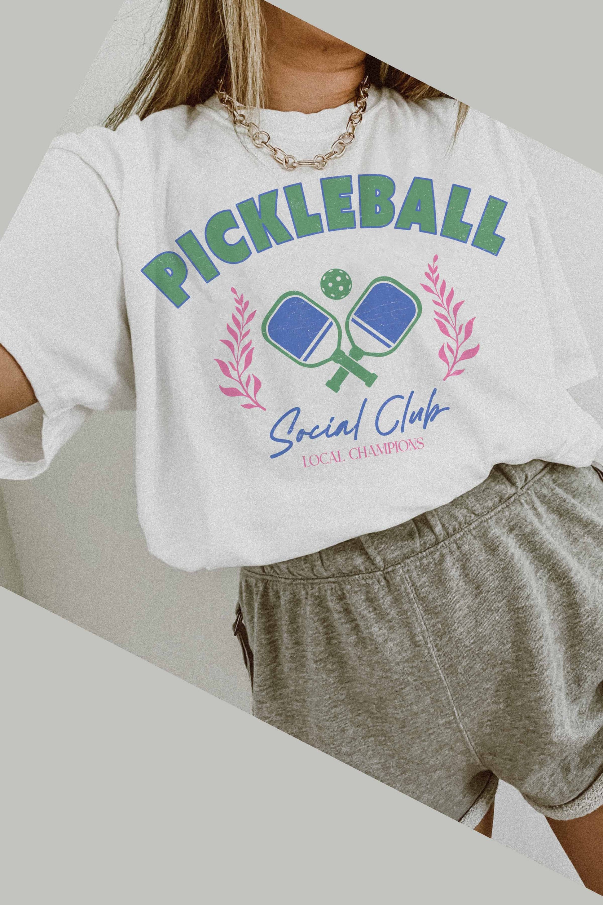 T-shirt Oversize Pickleball Social Club con Grafica