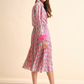 Gonna plissettata midi con stampa geometrica