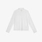Top in pizzo bianco a maniche lunghe con collo alto