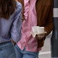 Camicia a righe rosa Five slim fit con dettagli ricamati