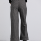 Pantaloni in maglia pied-de-poule a gamba ampia