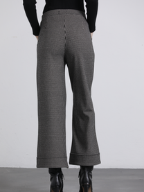 Pantaloni in maglia pied-de-poule a gamba ampia