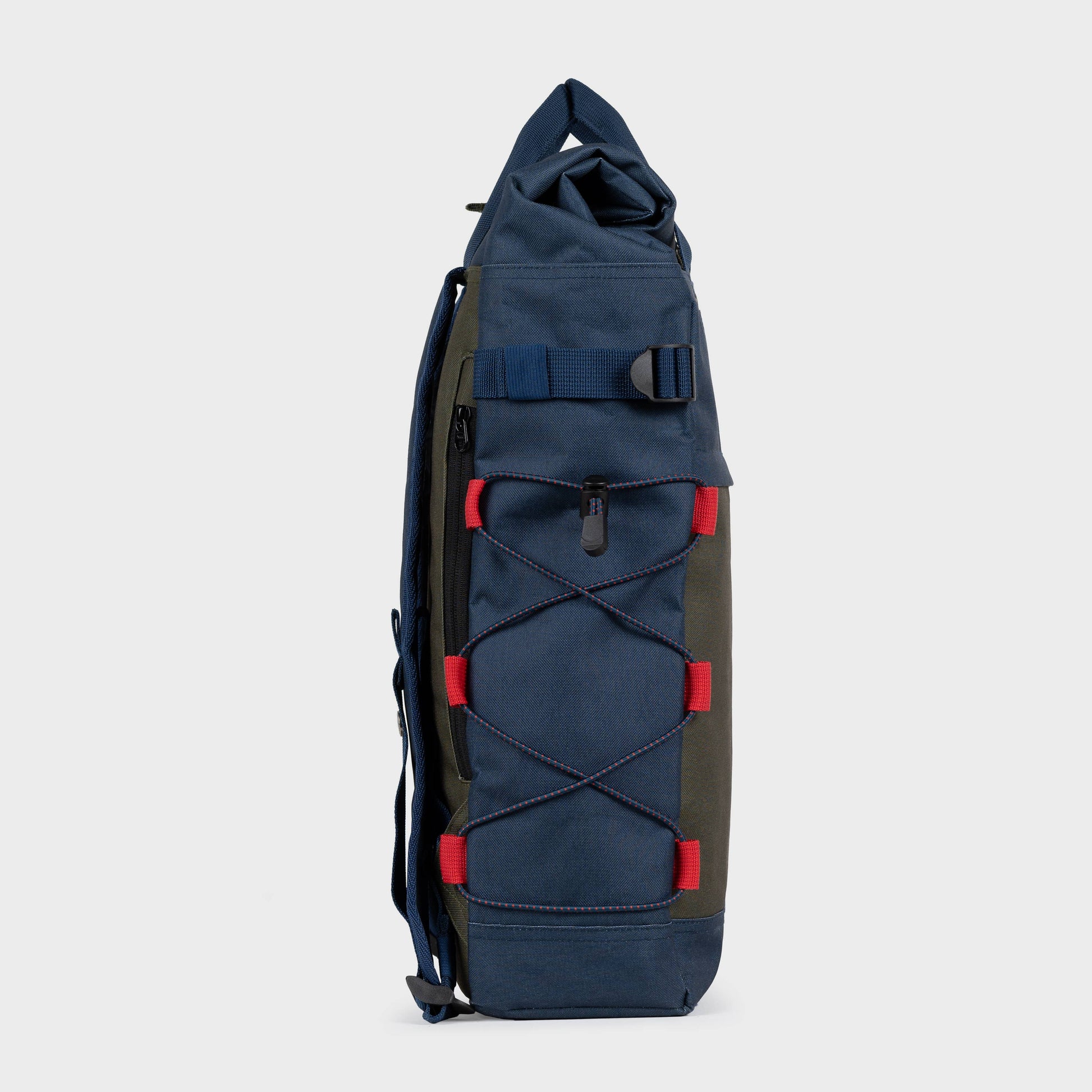Zaino roll-top in poliestere riciclato navy e khaki
