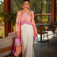 Kimono lungo a righe multicolor in cotone