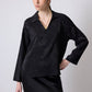 Blusa in raso jacquard nera