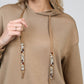 Felpa hoodie Anika cammello con coulisse gioiello