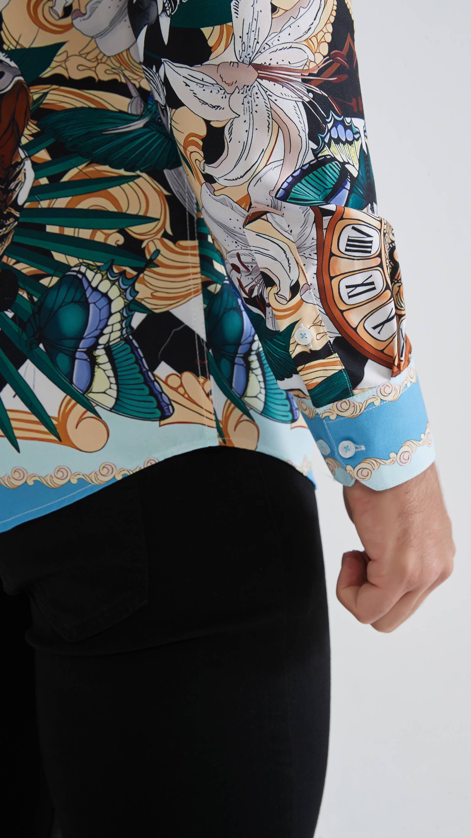 Camicia uomo comfort fit con stampa barocca multicolor