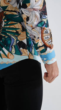 Camicia uomo comfort fit con stampa barocca multicolor