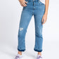 Jeans mom in denim a vita alta in cotone stretch