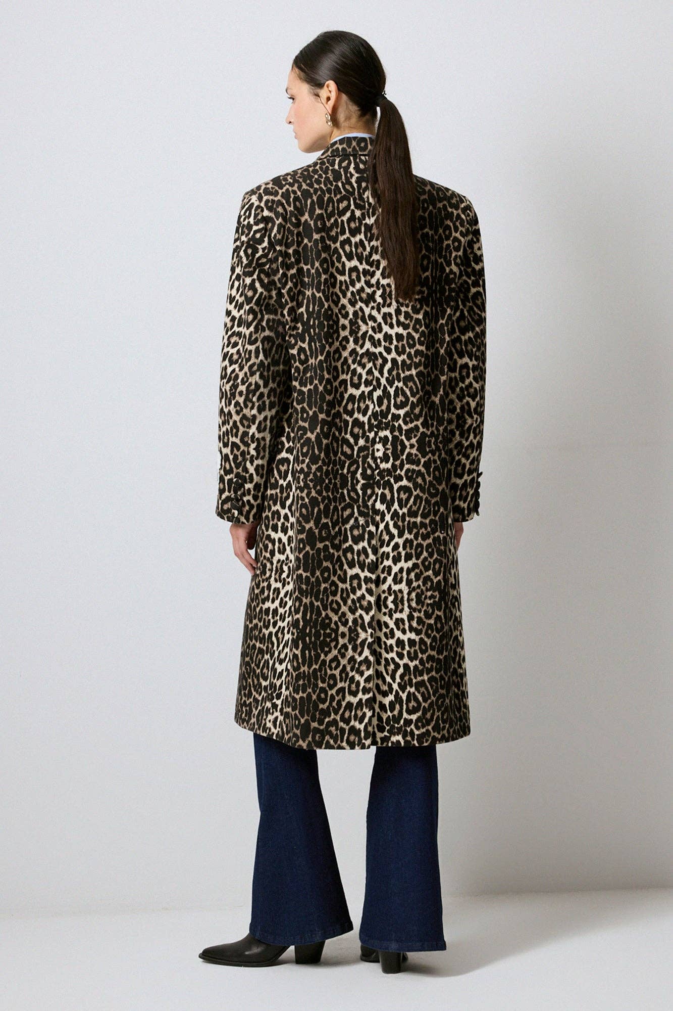 Cappotto lungo leopardato in cotone