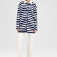 Cardigan lungo a righe con bottoni dorati