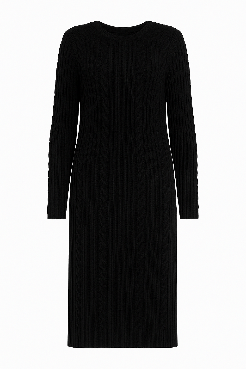 Abito midi in maglia a coste con trecce