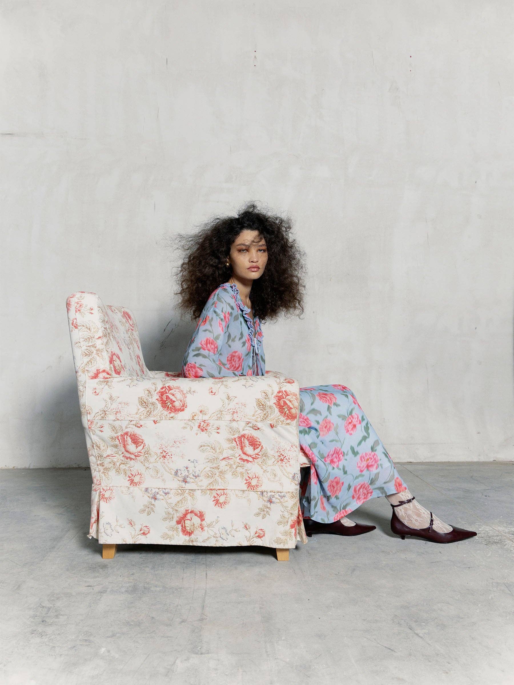 Gonna lunga in chiffon a fiori Floralis