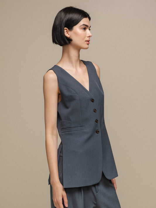Gilet sartoriale donna smanicato con scollo a V