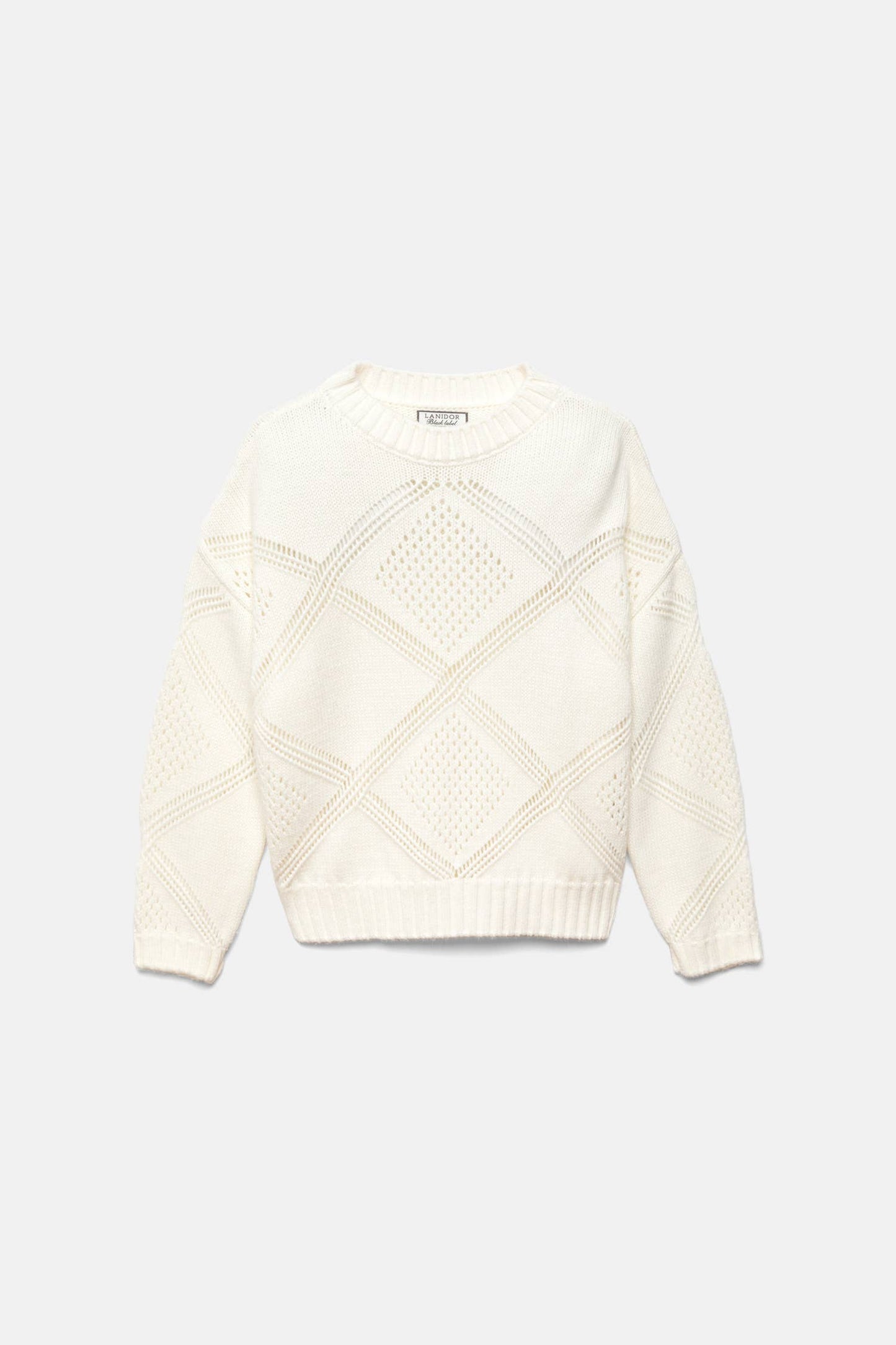 Maglione in Maglia Strutturata Traforata Girocollo