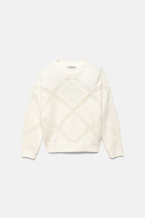 Maglione in Maglia Strutturata Traforata Girocollo