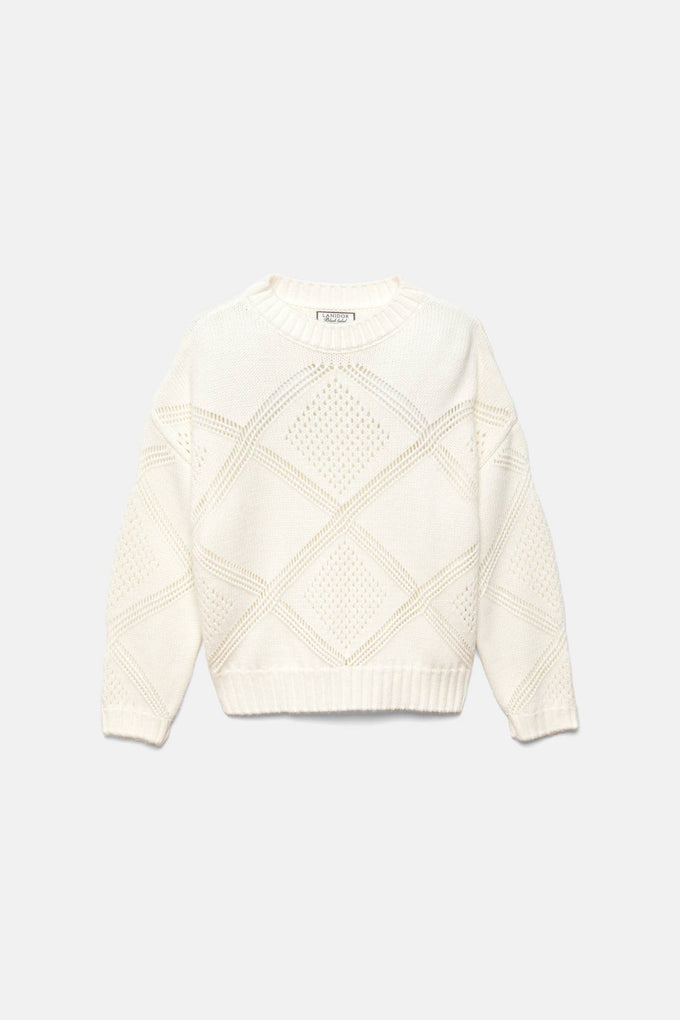 Maglione in Maglia Strutturata Traforata Girocollo