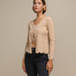Cardigan donna in maglia con scollo a V e bordo ondulato