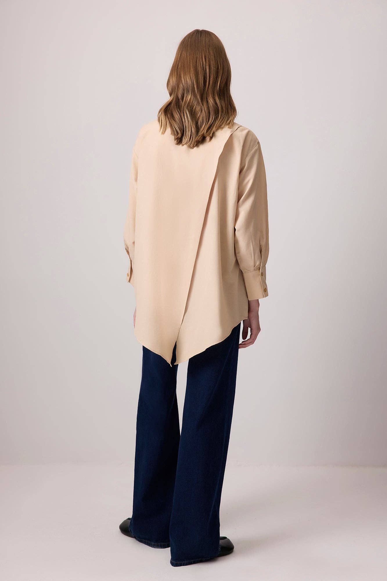 Tunica camicia asimmetrica beige