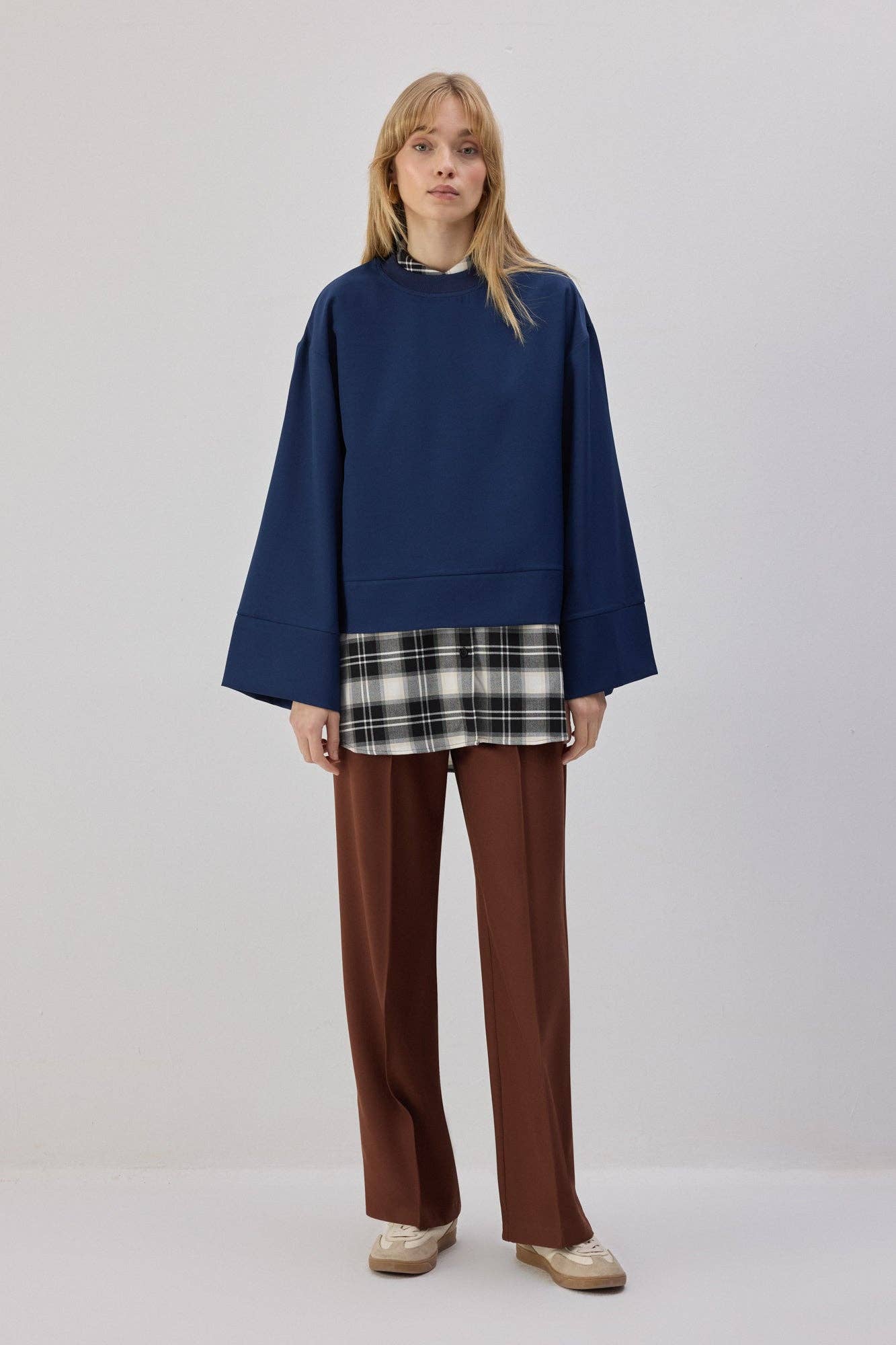 Top oversize blu navy in poliestere
