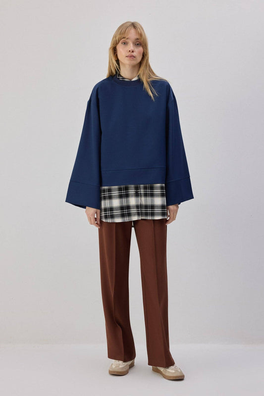 Top oversize blu navy in poliestere