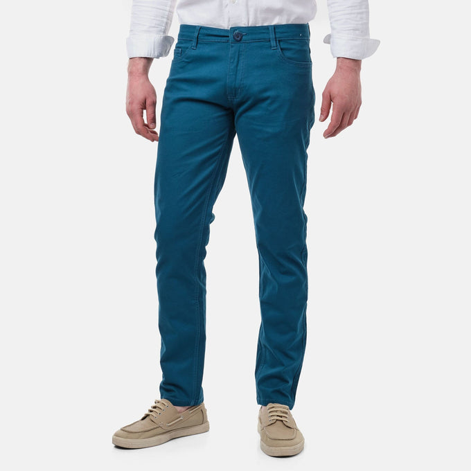 Pantaloni chino slim in cotone elasticizzato blu