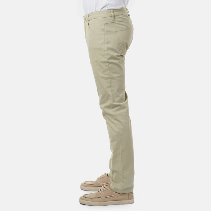 Pantaloni chino uomo slim fit color kaki in cotone stretch