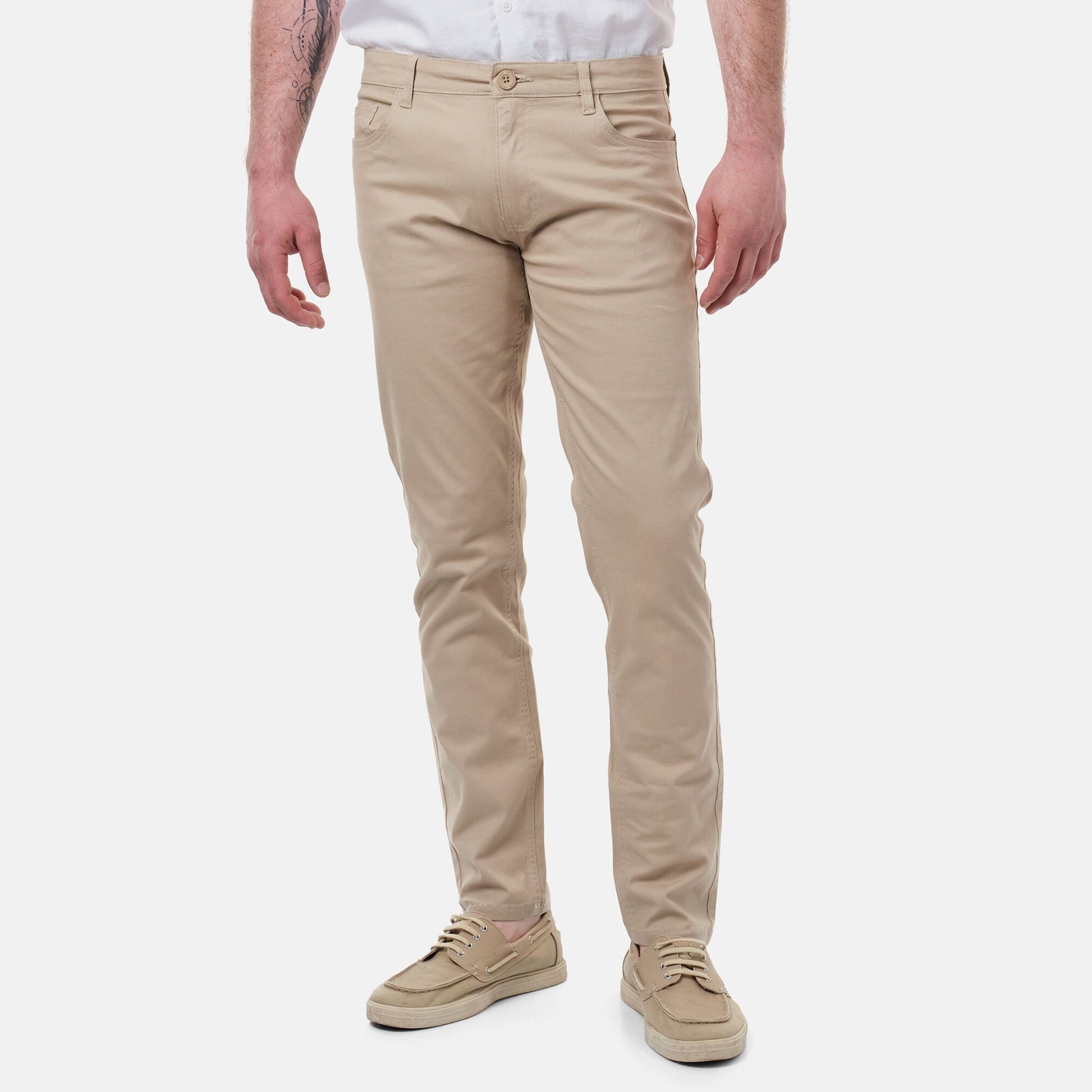 Pantaloni chino slim da uomo color tortora
