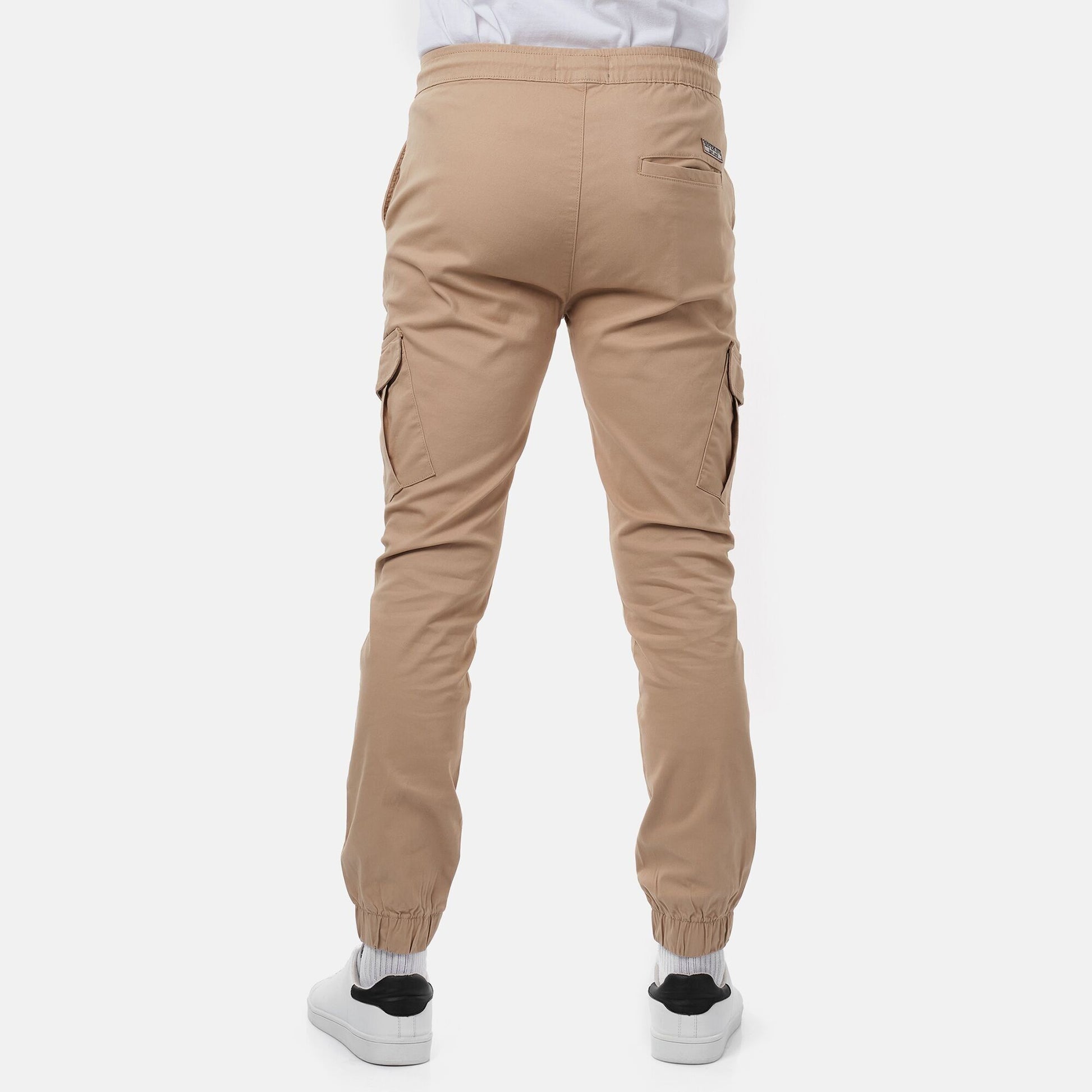 Pantaloni cargo uomo slim beige con coulisse