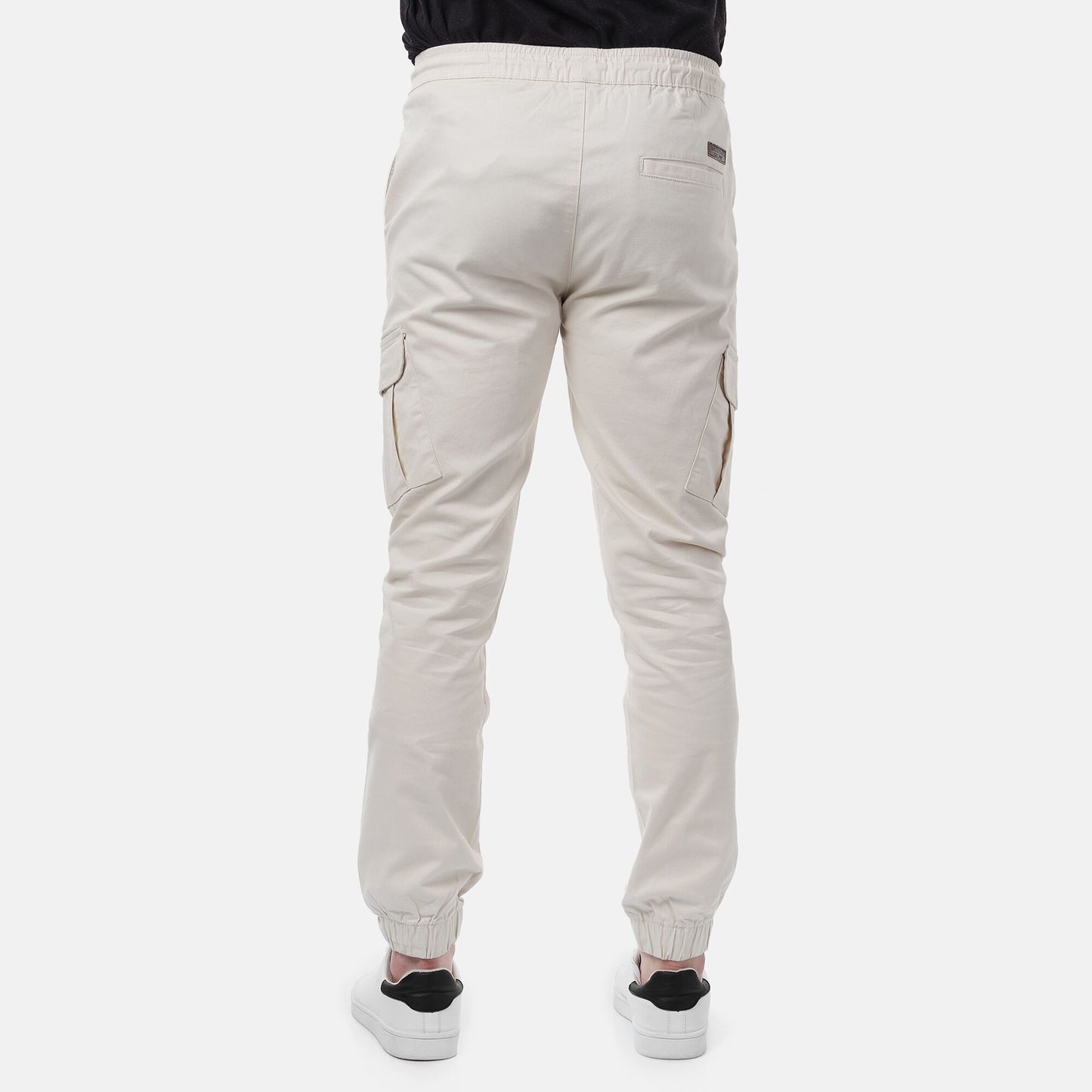 Pantaloni cargo uomo slim in cotone elasticizzato ecrù