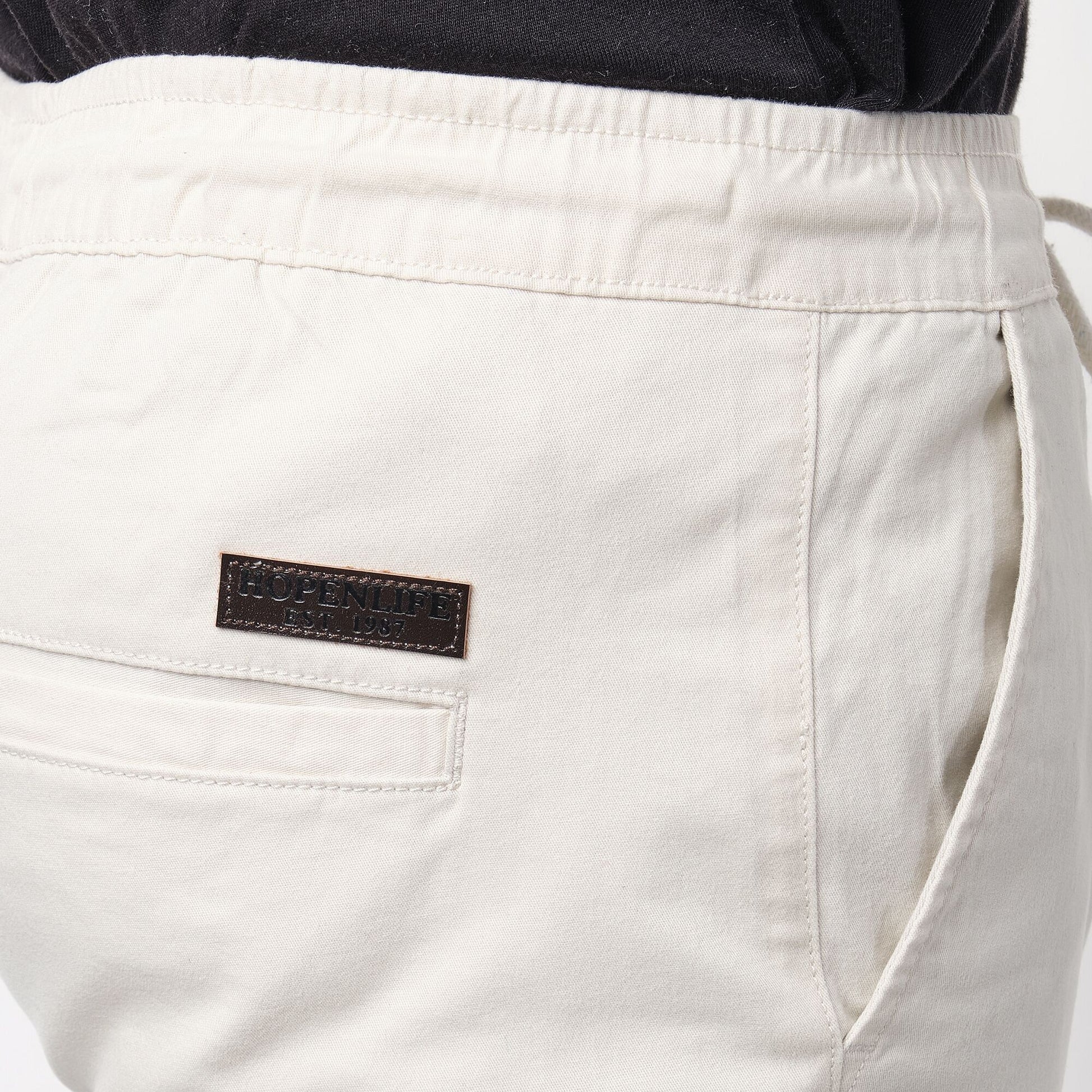 Pantaloni cargo uomo slim in cotone elasticizzato ecrù